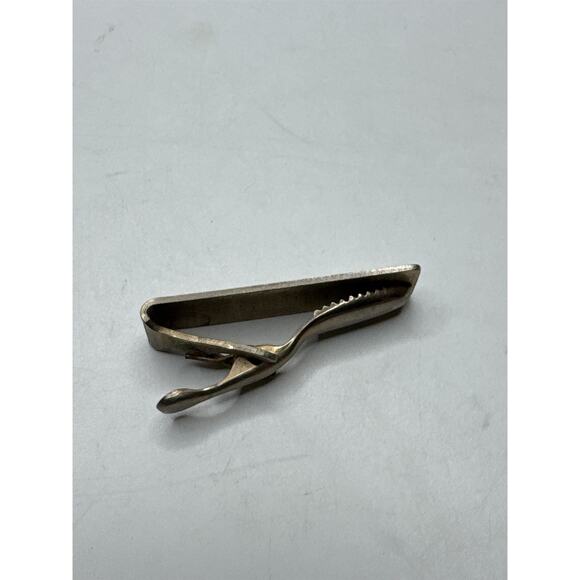 VINTAGE Mens Gold Tone Floral Pattern Tie Bar Clip Retro Dapper Fashion - Picture 4 of 4